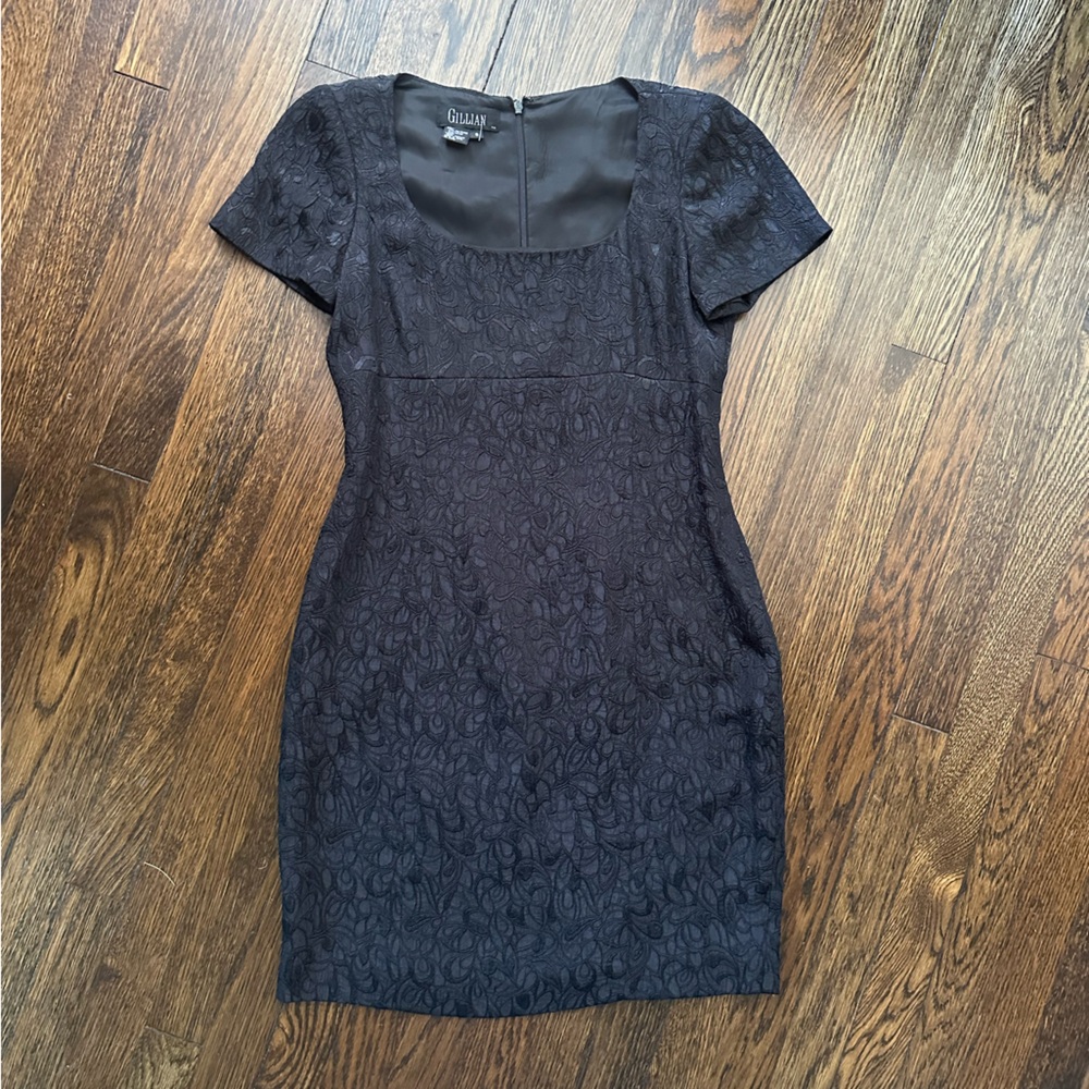 Vintage Y2K Babydoll Midnight Black Mini Dress Brocade  2000s